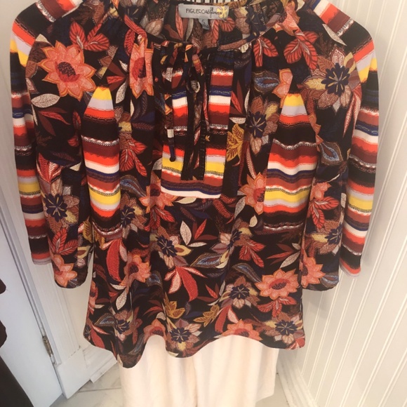 Bohemian 70’s Colourful Floral Small/medium Top - Picture 2 of 4